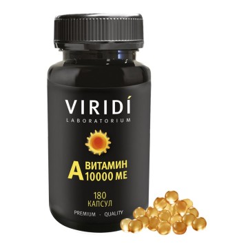 VIRIDI LABORATORIUM, Витамин A (ретинол пальмитат), капсулы, 180 шт.