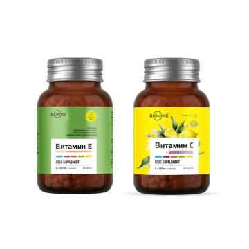 Biomins, Комбо: Витамин C и Витамин E, 1+1 шт.