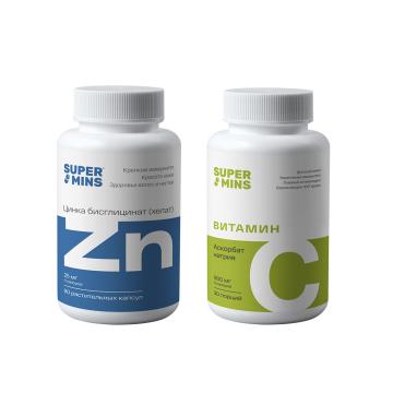 Supermins, Комбо: Витамин C и Цинк, 1+1 шт.